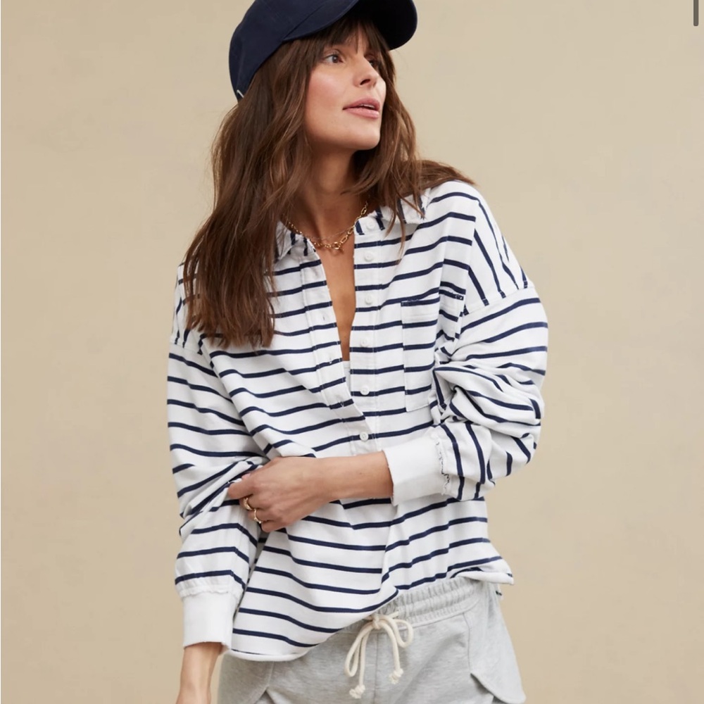 Like new- Oversized Aerie striped polo / rugby shirt (size S)